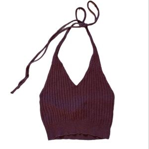 Kendall & Kylie Brown Ribbed Knit Top